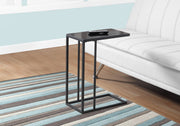 24" Black Metal and Black Tempered Glass Accent Table