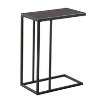 24" Black Metal and Black Tempered Glass Accent Table