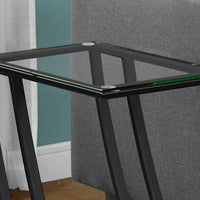 24" Metal and Clear Tempered Glass Accent Table