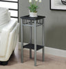 28" Black MDF and Silver Metal Accent Table