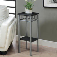 28" Black MDF and Silver Metal Accent Table