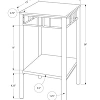 28" Black MDF and Silver Metal Accent Table