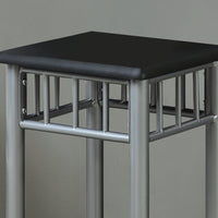 28" Black MDF and Silver Metal Accent Table