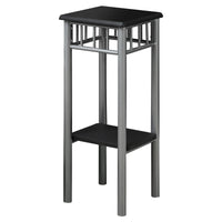 28" Black MDF and Silver Metal Accent Table