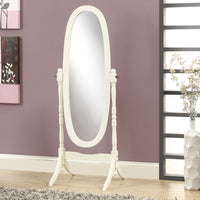 59" Antique White Solid Wood and MDF Frame Mirror