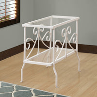 22" Metal and Clear Tempered Glass Accent Table