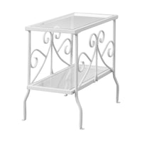 22" Metal and Clear Tempered Glass Accent Table