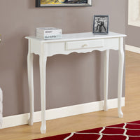 32.25" Antique White MDF and Solid Wood Accent Table