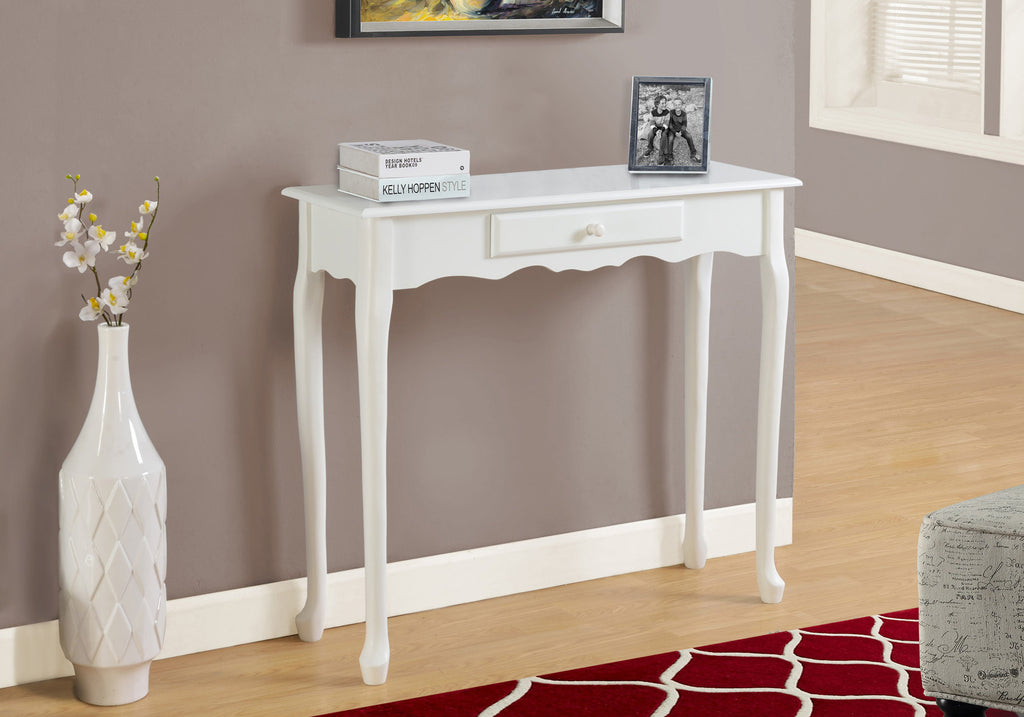 32.25" Antique White MDF and Solid Wood Accent Table