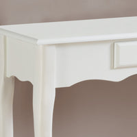 32.25" Antique White MDF and Solid Wood Accent Table