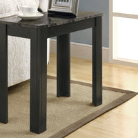 21.5" Black Particle Board, Laminate, & MDF Accent Table with a Grey Marble Top