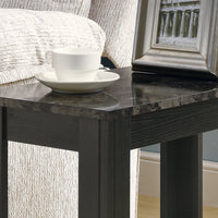 21.5" Black Particle Board, Laminate, & MDF Accent Table with a Grey Marble Top
