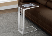 24.5" Cherry MDF Top and White Metal Base Accent Table