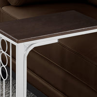 24.5" Cherry MDF Top and White Metal Base Accent Table