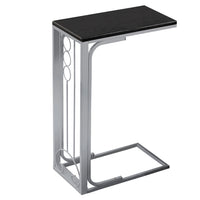24.5" Black MDF and Silver Metal Accent Table