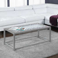 17" Hammered Metal Coffee Table with a Tile Top