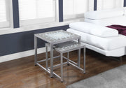 37" Metal Two Pieces Nesting Table Set with Tile Tops
