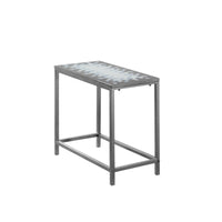 22" Silver Metal Accent Table with a Blue Tile Top