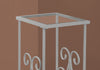 30" Silver Metal and Clear Tempered Glass Accent Table