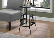 30" Black Metal and Clear Tempered Glass Accent Table