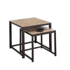 37" Brown Metal Two Pieces Nesting Table Set with Tile Tops