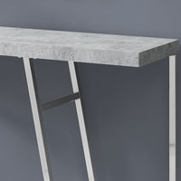 32" Grey Cement Particle Board and Chrome Metal Accent Table