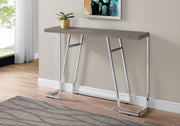 32" Dark Taupe Particle Board and Chrome Metal Accent Table