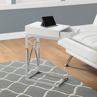 24.5" Particle Board and Chrome Accent Table with a Drawer