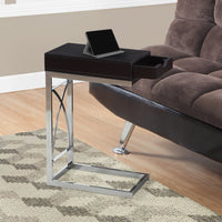 24.5" Cappuccino Particle Board and Chrome Accent Table with a Drawer