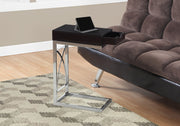 24.5" Cappuccino Particle Board and Chrome Accent Table with a Drawer