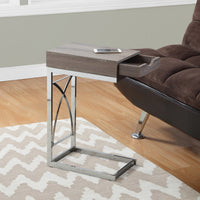 24.5" Dark Taupe Particle Board and Chrome Accent Table with a Drawer