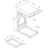 24.5" Dark Taupe Particle Board and Chrome Accent Table with a Drawer