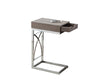 24.5" Dark Taupe Particle Board and Chrome Accent Table with a Drawer