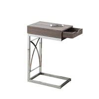 24.5" Dark Taupe Particle Board and Chrome Accent Table with a Drawer