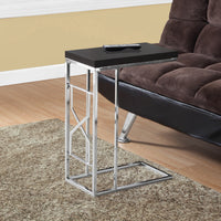 24.25" Cappuccino Particle Board and Chrome Metal Accent Table