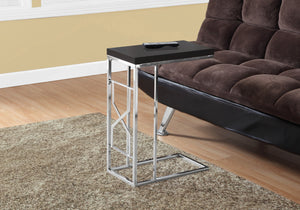 24.25" Cappuccino Particle Board and Chrome Metal Accent Table