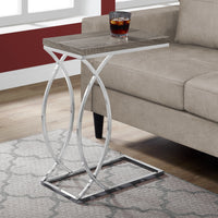 25" Dark Taupe MDF and Chrome Metal Accent Table