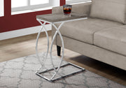 25" Dark Taupe MDF and Chrome Metal Accent Table