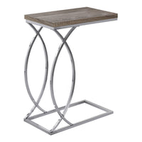 25" Dark Taupe MDF and Chrome Metal Accent Table