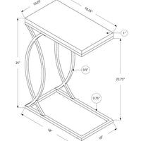 25" Dark Taupe MDF and Chrome Metal Accent Table