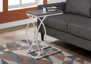 25" Grey MDF and Chrome Metal Accent Table