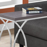 25" Grey MDF and Chrome Metal Accent Table