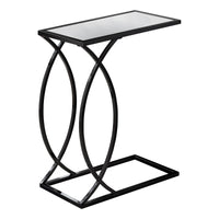 24" Black Metal and Glass Accent Table