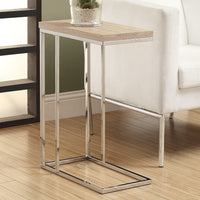 25.25" Natural Particle Board and Chrome Metal Accent Table
