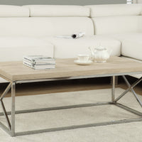 17" Natural Particle Board and Chrome Metal Coffee Table