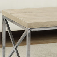 17" Natural Particle Board and Chrome Metal Coffee Table