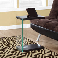 24.75" Particle Board and Clear Tempered Glass Accent Table