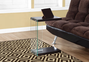 24.75" Particle Board and Clear Tempered Glass Accent Table
