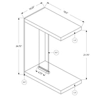 24.75" Dark Taupe Particle Board and Clear Tempered Glass Accent Table