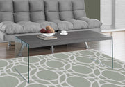 16.25" Grey Particle Board and Tempered Glass Coffee Table